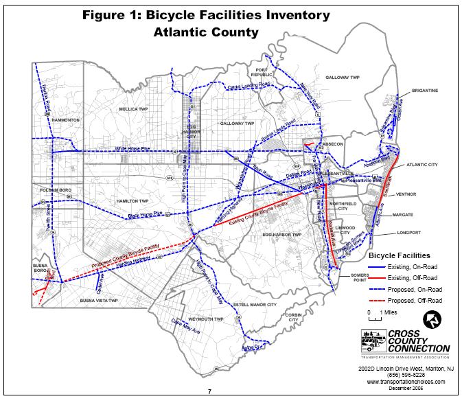 Atlantic County In December 2005, Cross County Connection completed the Atlantic County Bicycle Facilities Inventory and Analysis report.