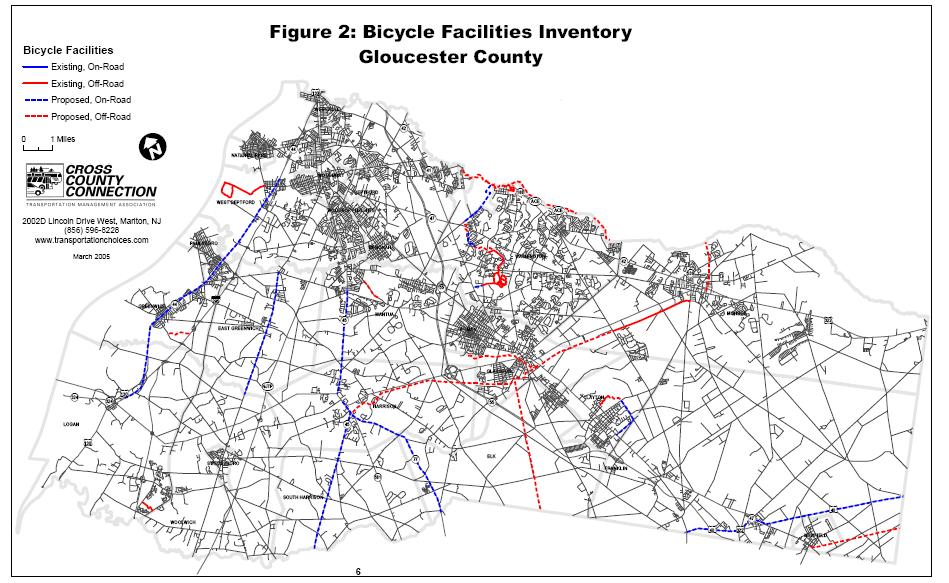Gloucester County In June 2005, Cross County Connection completed the Gloucester County Bicycle Facilities Inventory and Analysis report.