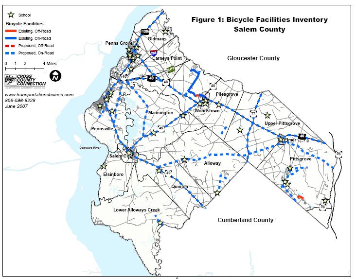 Salem County In June 2007, Cross County Connection completed the Salem County Bicycle Facilities Inventory and Analysis report.