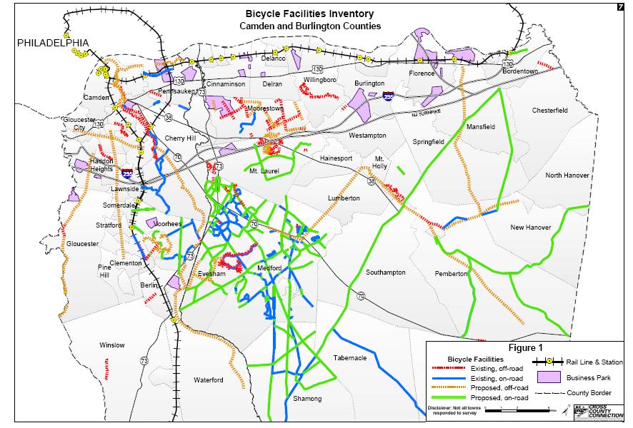 Burlington and Camden Counties: Bicycle Facilities Inventory, 2003 Source: Cross County Connection, Bicycle Facilities Inventory and Analysis: Burlington and Camden Counties, June 2004.