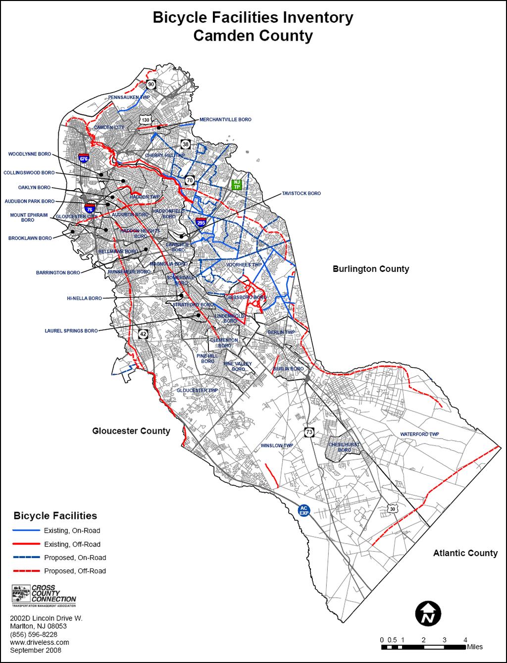 Camden County: Bicycle Facilities Inventory, 2008 Source: Cross County Connection, Bicycle