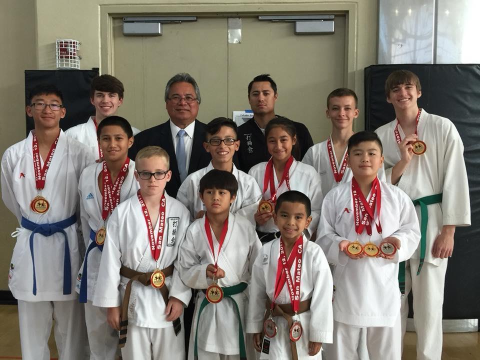 Tibon s Goju Ryu Karate Tokubetsu Competition Team At Bay Area Cities Karate and Kobudo Championships San Mateo, Ca. Noah Helsby gold medal in 14-17 yr.