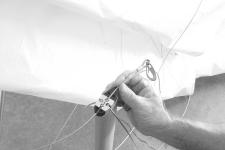 Correctly position the left and right sweep wires on the proper sides of the top centerline of the keel.