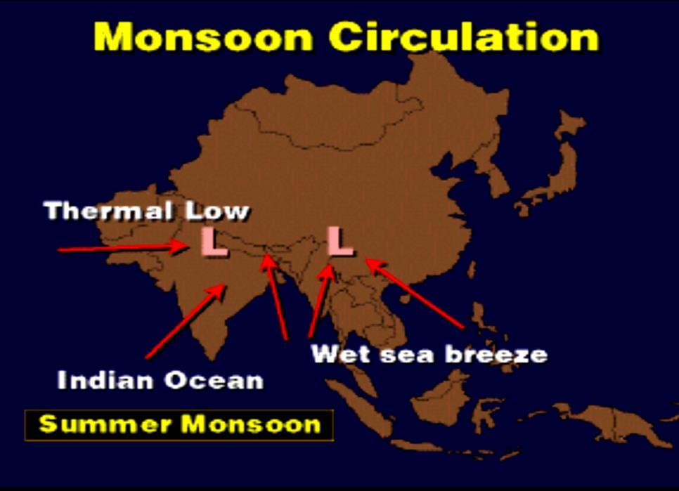 Monsoon Seasons Winters on continents tend to be dry
