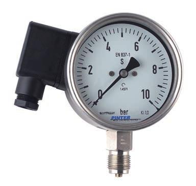 14 Transmitter-Bourdon-Tube Pressure Gauge Model P1TM Nominal size 100 Enclosure stainless steel Wetted parts stainless steel Pressure ranges from -1...+15 bar up to 0-400 bar Accuracy class 1.
