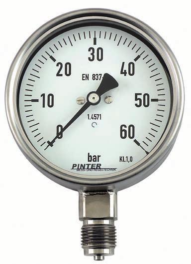 6 Bourdon-Tube Pressure Gauge Model P1 nominal size 63/100/160 mm pressure ranges from -1...+15 bar up to 0-600 bar accuracy class 1.0 / 1.
