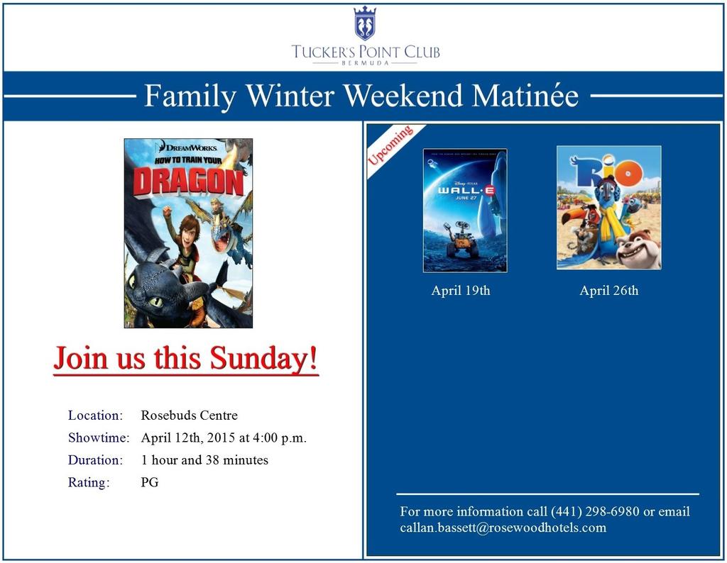 SUNDAY MATINEE After our brief hiatus due to our Easter Weekend Celebration, the Sunday Matinee is back in full swing! Held at 4:00 p.m.