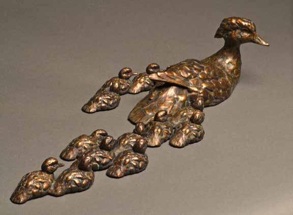 Stefan Savides, SAA Resides: Klamath Falls, Oregon, USA b. 1950, California, USA Watchful Eye Wood Duck Bronze 5.5 x 22.