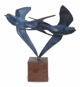 Kristine Davis Taylor, SAA Resides: Portola Valley, California, USA b. 1950, California, USA Barn Swallows Barn Swallows Bronze 12 x 12.