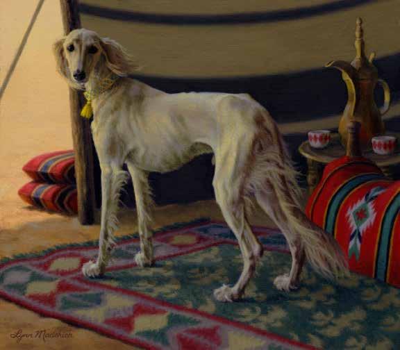 I have long admired and painted the ancient Horse of the Desert, the Arabian, but have only recently gotten to know the ancient Sight Hound of the Desert, the Saluki.