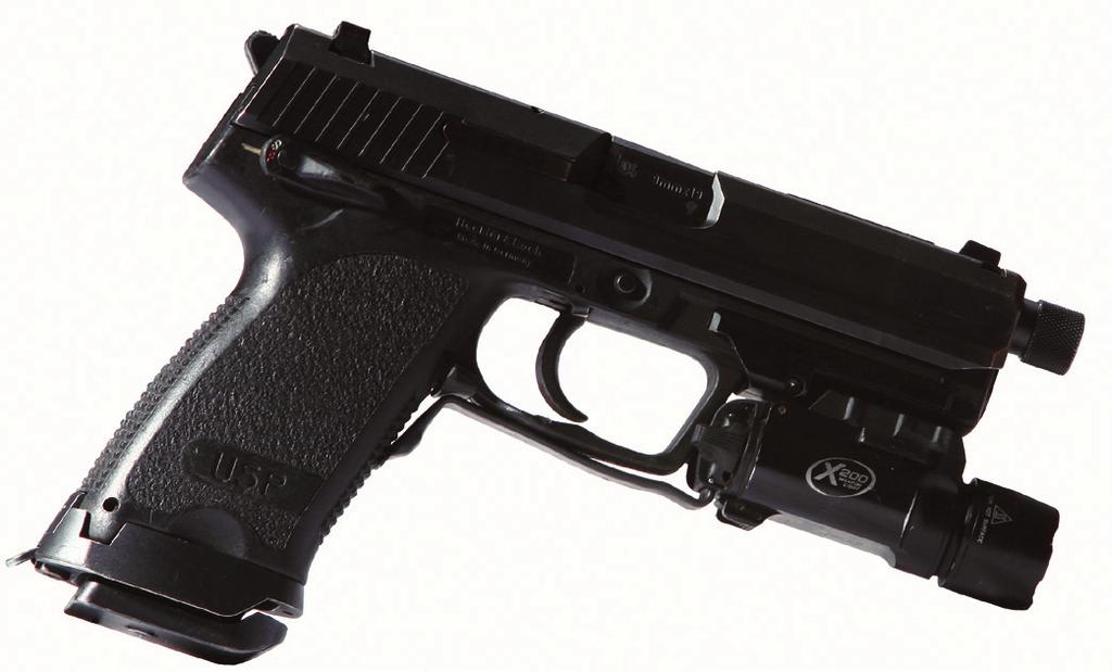 Pistols USP9 Calibre Barrel length Effective range 9mm 727g (with mag) 173mm 91mm 50m The Heckler and Koch USP (universal self-loading pistol) 9mm is the preferred side-arm for Australian special