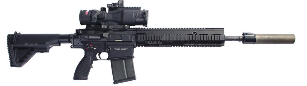 Specialist Weapons HK417 Calibre Muzzle velocity Effective range Cyclic rate of fire 7.62mm 4.