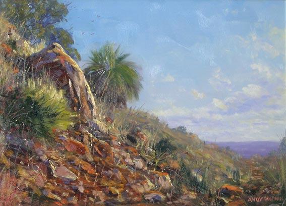 Escarpment Oil on panel. 2255 x 355mm. Andy Dolphin 2002 Perth is built on the Swan Coastal Plain, a large, relatively flat stretch of land reaching about 25km inland from the coast.
