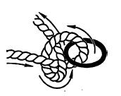 Half Hitch The half hitch is a simple turn to fasten the end of a rope after it has been looped around something, such as a bedroll or post, or through a