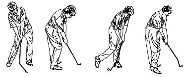 The left leg should be slightly flexed but in the process of straightening. Because of the weight shift, the right heel will be pulled slightly off the ground.