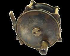 and rear nickel silver indicator, light wear from normal use only, circa 1915 130-180 185 A very rare Hardy brass raised pillar 3 plate wind light salmon fly reel, domed cow horn handle, bridge foot,