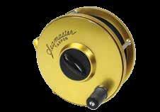 fly reel, gold anodised right hand wind model with composition handle, stainless steel drum pillars and spindle mounted tension regulator, faceplate engraved make and model details, only light wear