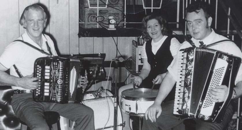 During his Cabaret days in The Buffalo, London, Paddy (right) with Frank and Bridie Judge, from Longford, performing as The Three Gems. Drimbane.