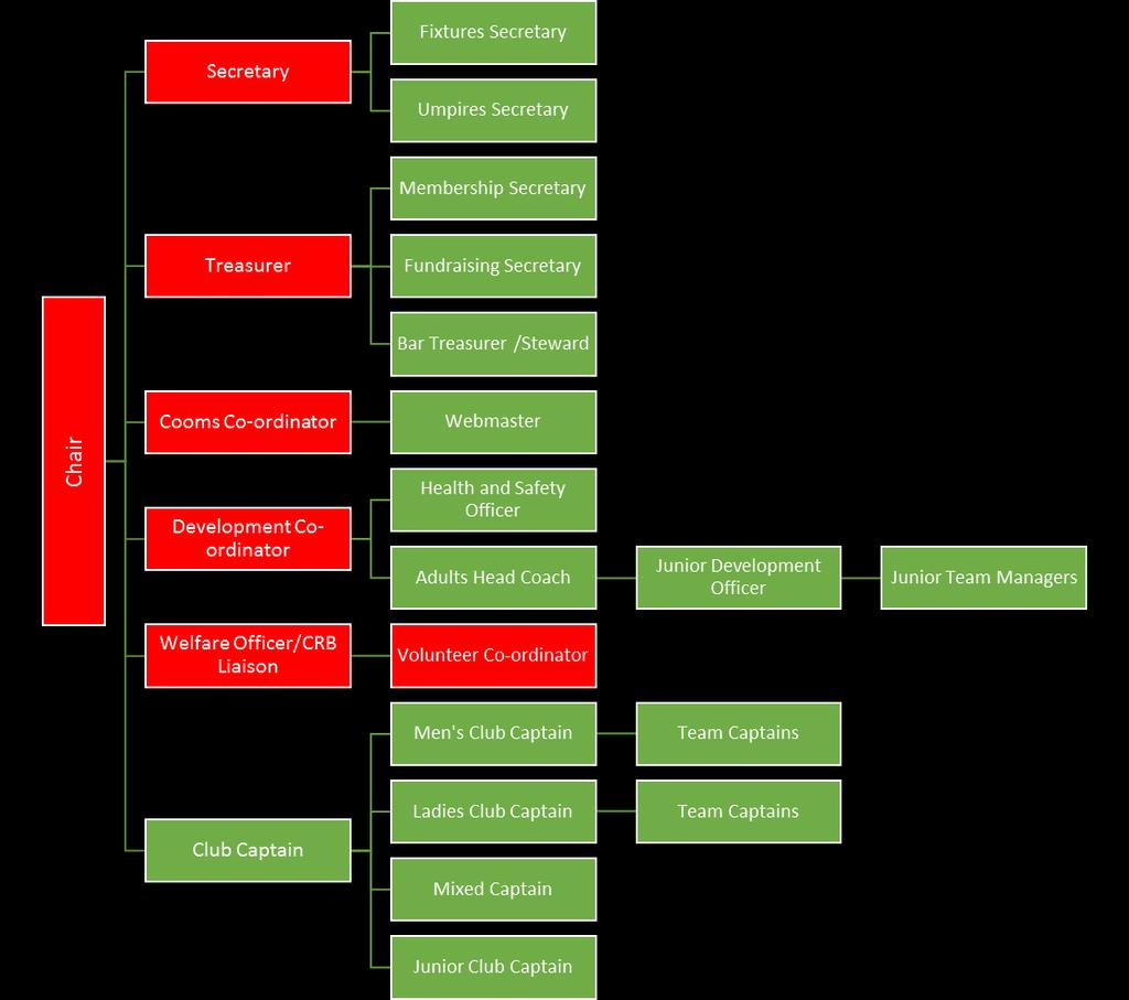 Wokingham HC Development Strategy & Recruitment Plan 2015 2020 The structure of the club is outlined in the organizational chart below, red positions are those required by England Hockey.
