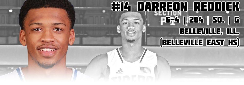 Pronunciation } DAIRY-on Reddick Tennessee State, 2014-15 season } Played in all 31 games with 26 starts } Double-double with 14 pts & a season-high 13 rebs vs.