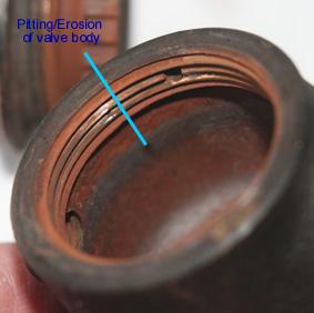Pitting/corrosion damage on valve body. 4. In-service examination The purpose of the in service examination is to confirm that the safety valve is correctly set and has been properly reinstalled.