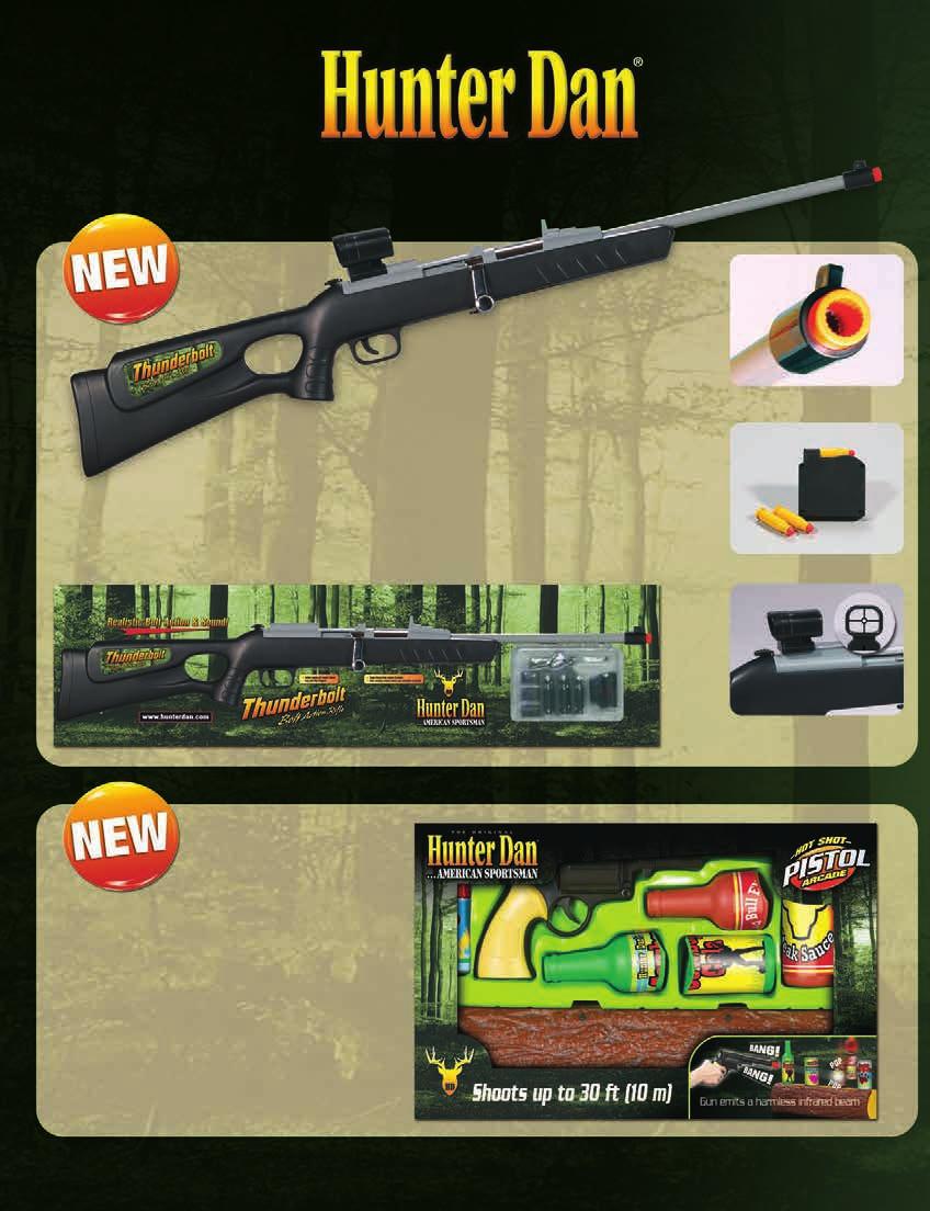 Thunderbolt Accessory Pack item #032 (not shown) Includes 6 cartridges and 48 bullets Thunderbolt Bolt Action Rifle - item #031 33" long Realistic gun and bolt action sounds Solid Metal bolt action