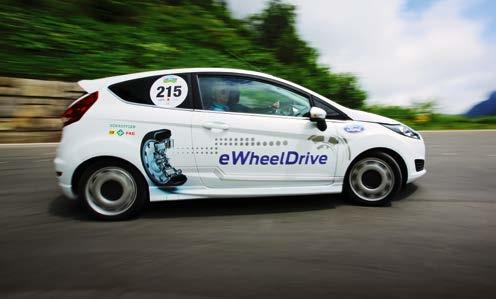 ewheeldrive wheel-hub motors: Schaeffler presented the innovative system in a converted Ford Fiesta in 2013 ANALOGY TO FORMULA E For higher speeds above 130 km/h even electric motors require