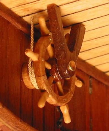Photo 6: Ships wheel The binnacle and companionway are much easier to build if you first shape a block of
