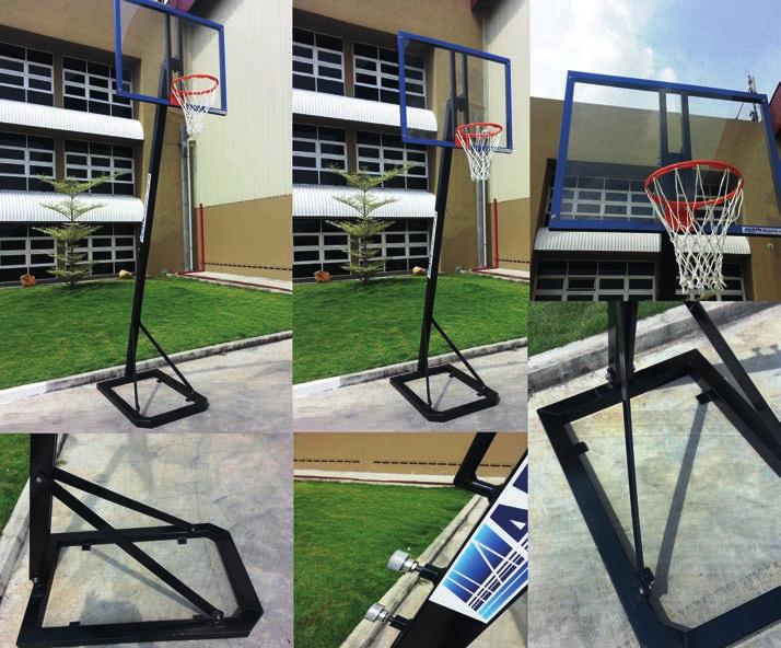 AFN 'Fun Play Mini' Order No. 100159 the basketball post Funplay is made from special aluminium profiles. The height of the post is adjustable. The whole system can be moved around easily.