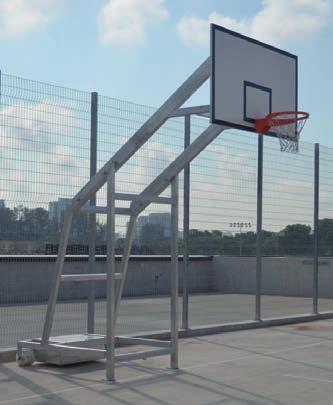 The aluminium backboard is made from special aluminium profiles. The backboard is white powder coated. The basketball post mobile outdoor is also equipped with a non-foldable basketball ring and net.