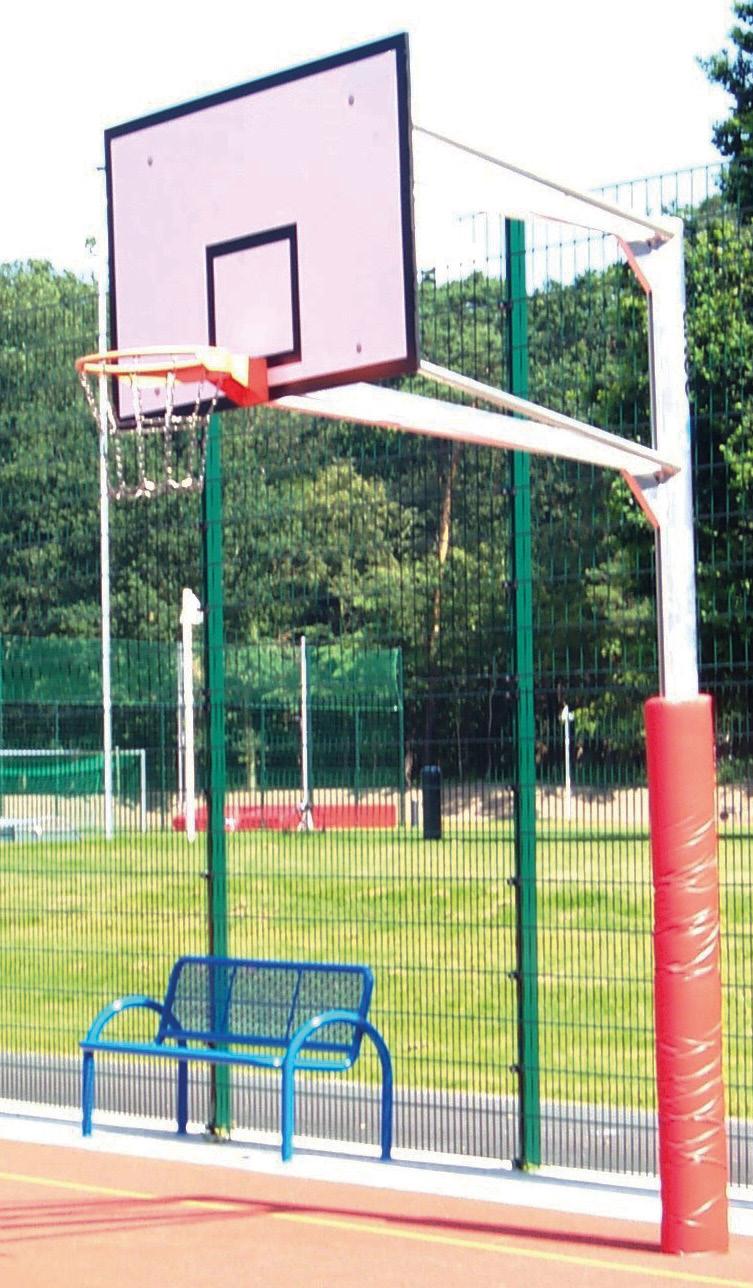 Basketball Single Post System The basketball single post is made from special aluminium profiles. The structure is supported by one post in the ground.