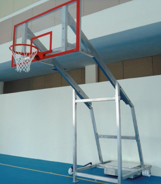 The basketball post mobile is made from aluminium.