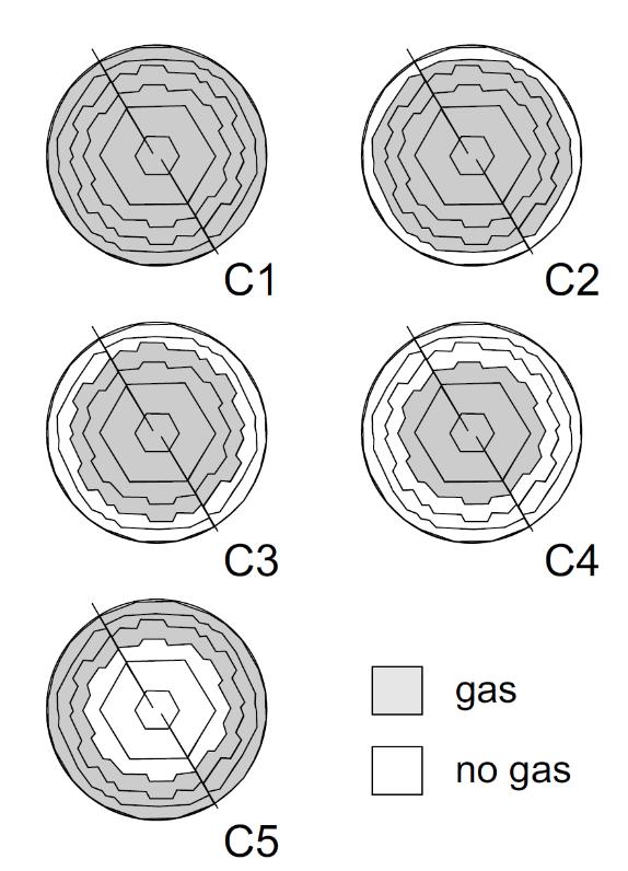 65 Fig. 37. The cylinder bubble column gas injection patterns by Harteveld (20