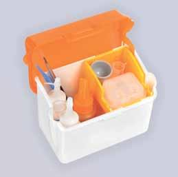 Convenient packaging Q&A The plastic organiser case contains refillable, spill-proof bottles for liquid and powder, as well as convenient compartments for storing dispensing and mixing items. Q. What is the recommended powder to liquid ratio for UNIFAST III?