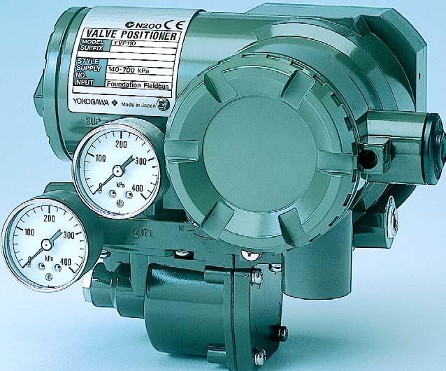 General Specifications YVP110 Advanced Valve Positioner FEATURES Model YVP110 FOUNDATION fieldbus TM Valve Positioner accepts digital communication to control a pneumatic actuator mounted to a