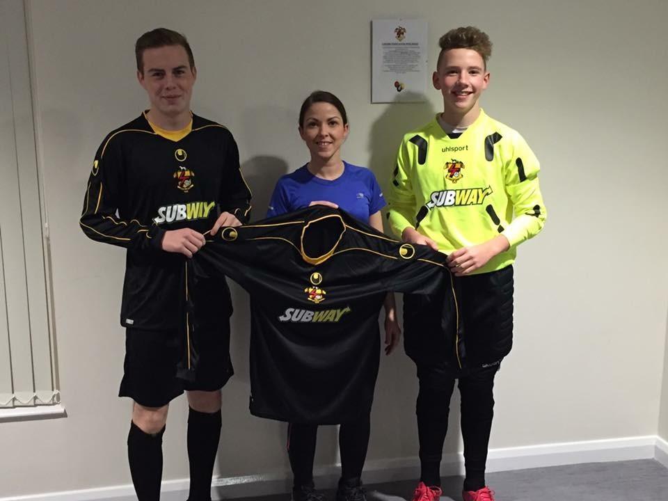Subway who have sponsored the new National UNWANTED CHRISTMAS DECORATIONS League U16 away kit.