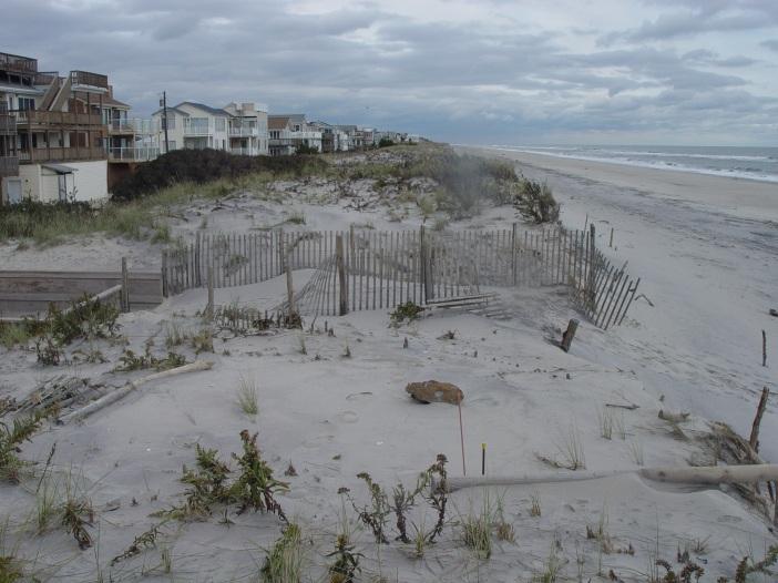 This location in Ship Bottom experienced erosion of the beach and dune, however the dune was not breached and no overwash occurred at this location. Figure 8.