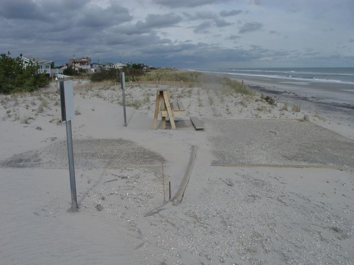 This location in the Brant Beach section of Long Beach Township received beach replenishment in spring 2012, which increased the sand volume and width of the dune and berm.