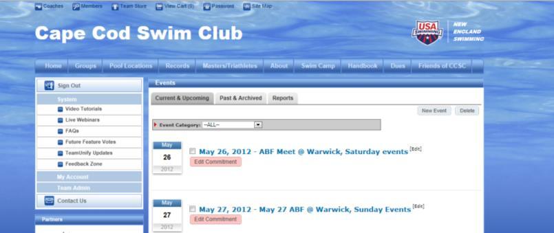 button. Your swimmer s events will be listed.