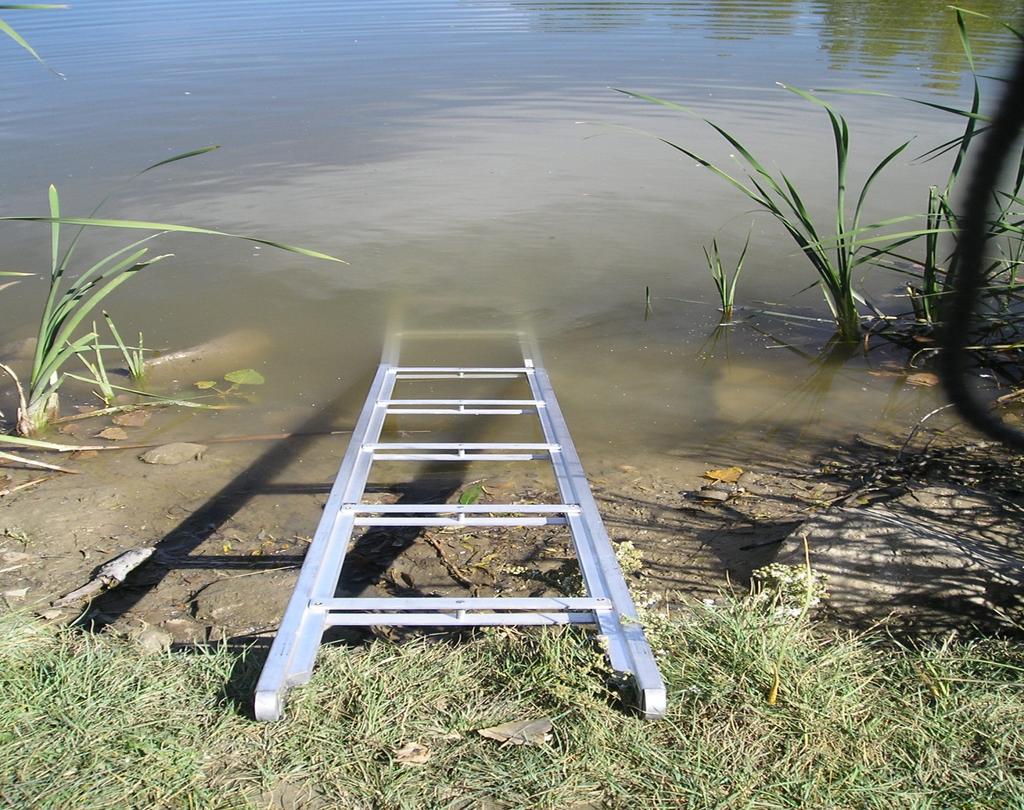 Step # 4 Place a ladder in the static water source Placing a ladder in the static water source will ensure two things: 1) The ladder will prevent the barrel strainer from falling to the bottom of