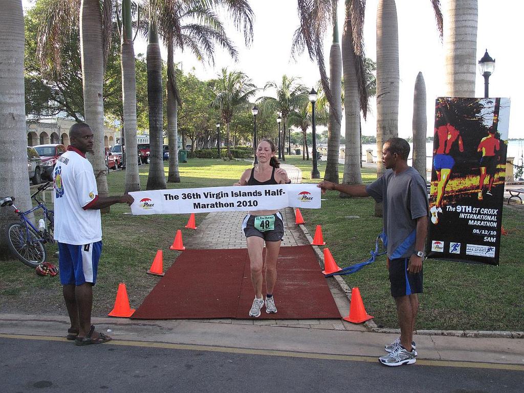 Theresa Harper takes first place in The 36 th Virgin Islands Half-Marathon Theresa Harper of St. Croix won The V.I. Half-Marathon took first place in Sunday s race with a time of 1:39.