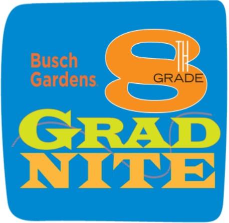 Busch Gardens has extended the deadline to sign up for Grad Nite to April 1st!! 8th graders transitioning into high school can attend the Busch Gardens Grad Night on May 1st from 7 p.m. until midnight.