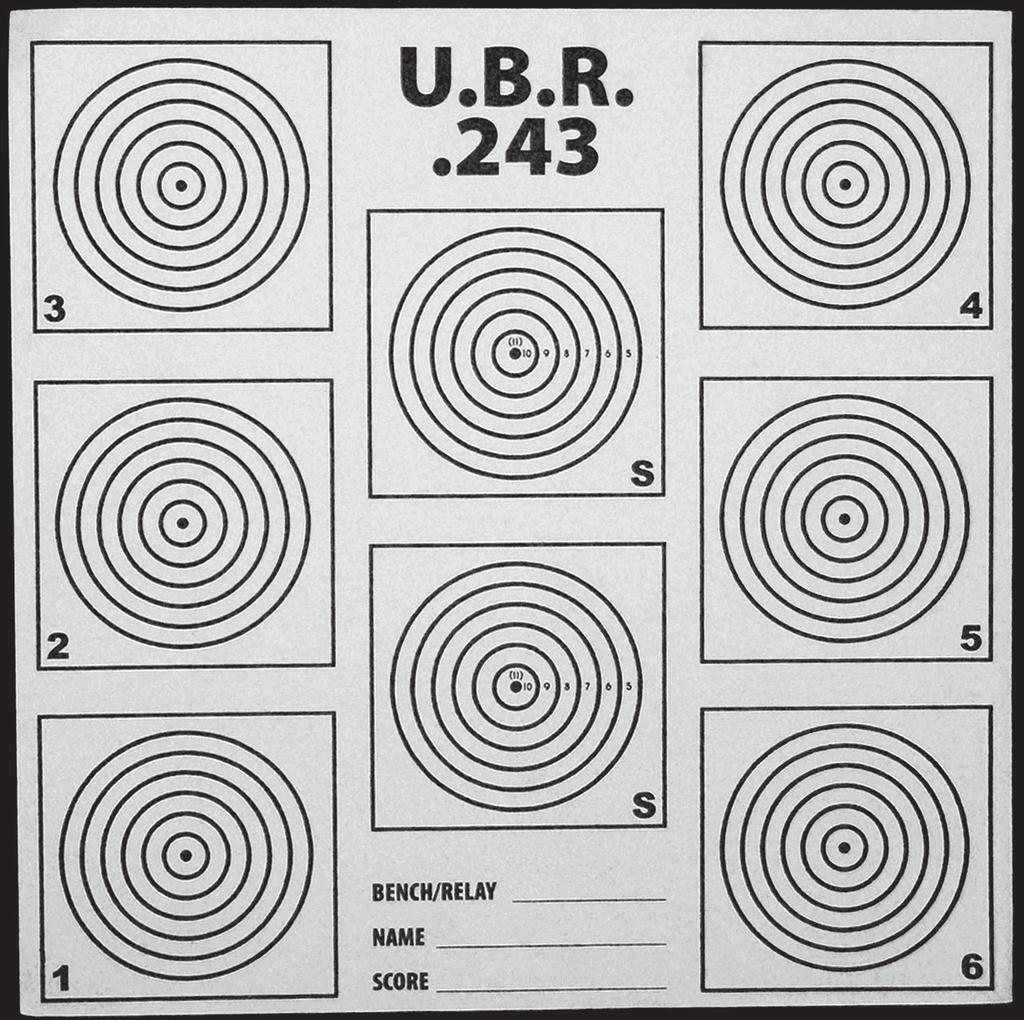 UBR targets being used are based on shooter s rifle bullet diameter. In scoring on the UBR targets there is no longer a tie breaking "X" dot like there are in other shooting disciplines.