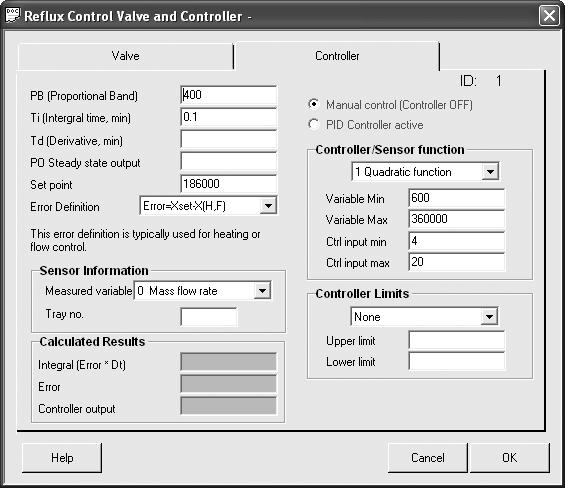 CC-DYNAMICS Version 5.5 User s Guide VALVE INPUT Valve type Choose from either linear or equal percentage valves.