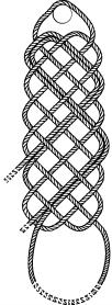 STEP 10: Weave the left strand to the right in the pattern shown. This completes the 7 bight form of the prolong knot.