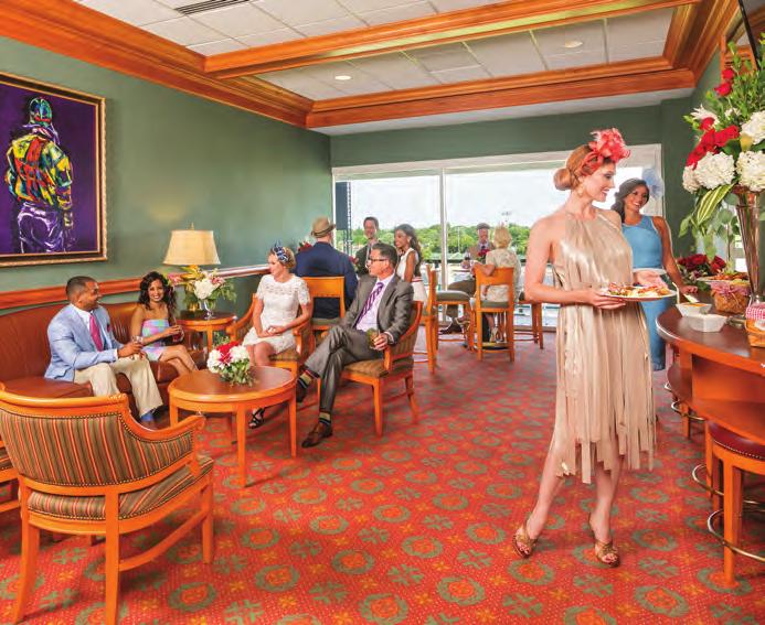 SUITE CAPACITIES Suite accommodates 40 guests Dining tables in the Finish Line Suite area accommodate 6 and 8 guests per table SUITE FEATURES Interior