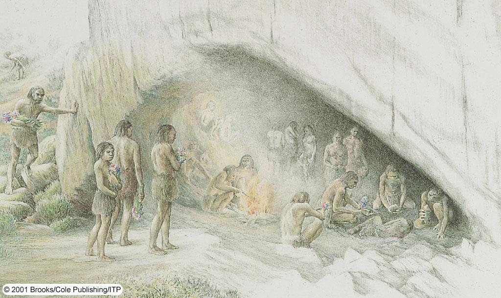 Burial Ceremony in a Cave Neanderthals lived in caves and had