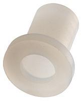 (craft store) - nylon flanged bushings, one on top and one under deck, joined by aluminum tubing.