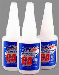 I. Adhesives: A. Thin and Thickened CA- Hobby-grade CA at the hobby shop is higher quality than the instant glue or super glues you buy at convenience, or grocery stores.