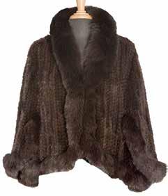 Knitted Mink Tail Cape Fox Trim